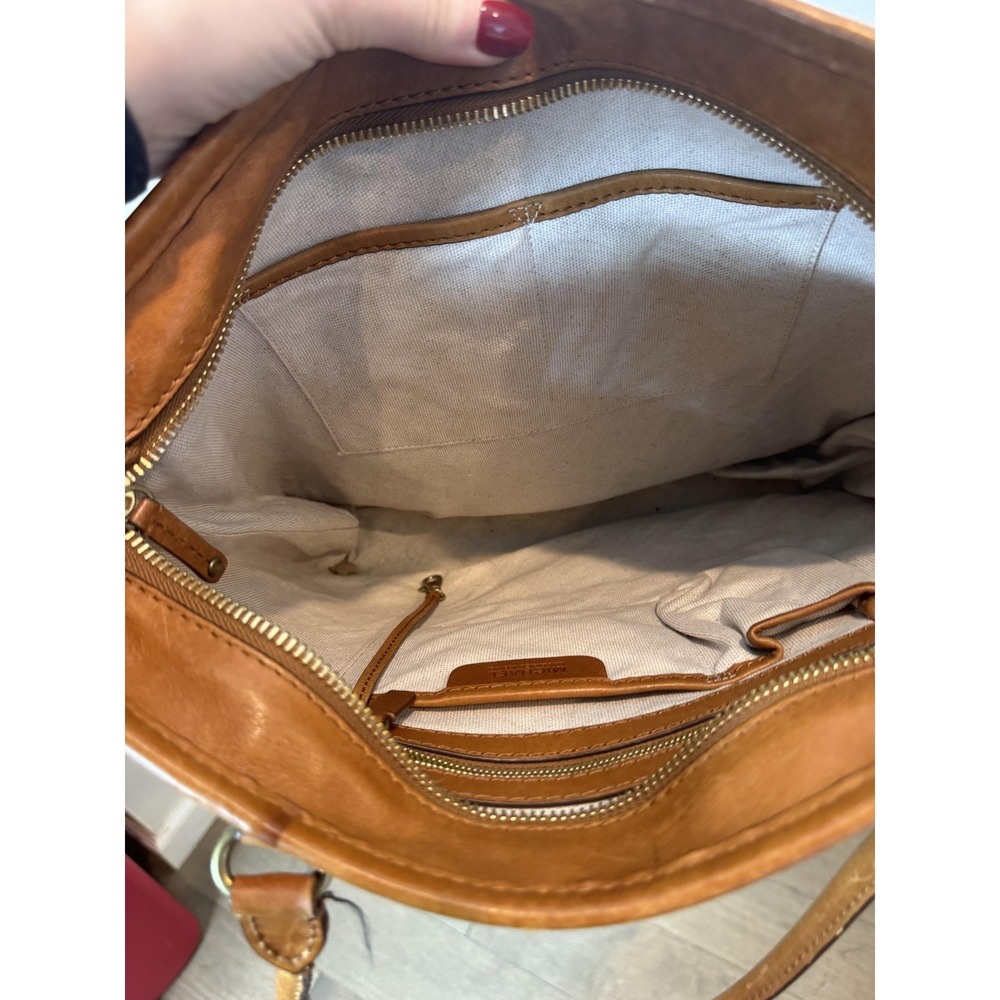 Michael Kors Tote Bag Womens Large Brown PVC Leather Shoulder Zip MK Logo Pocket - Picture 9 of 11